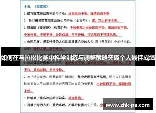 如何在马拉松比赛中科学训练与调整策略突破个人最佳成绩